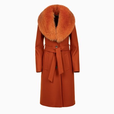 Dámsky vlnený kabát CAMILA s odopínateľným golierom z polárnej líšky