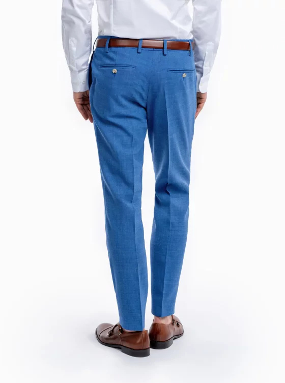 Pánské kalhoty, příměs lenu, světle modré