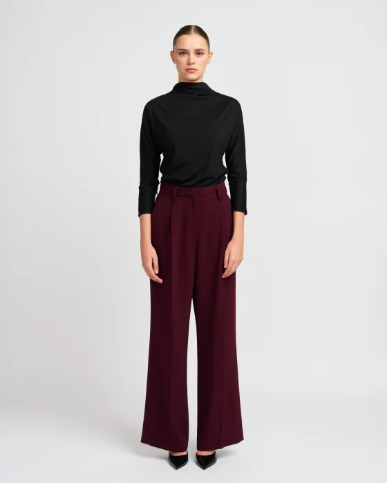 Dámske elegantné nohavice TAYLEE bordové