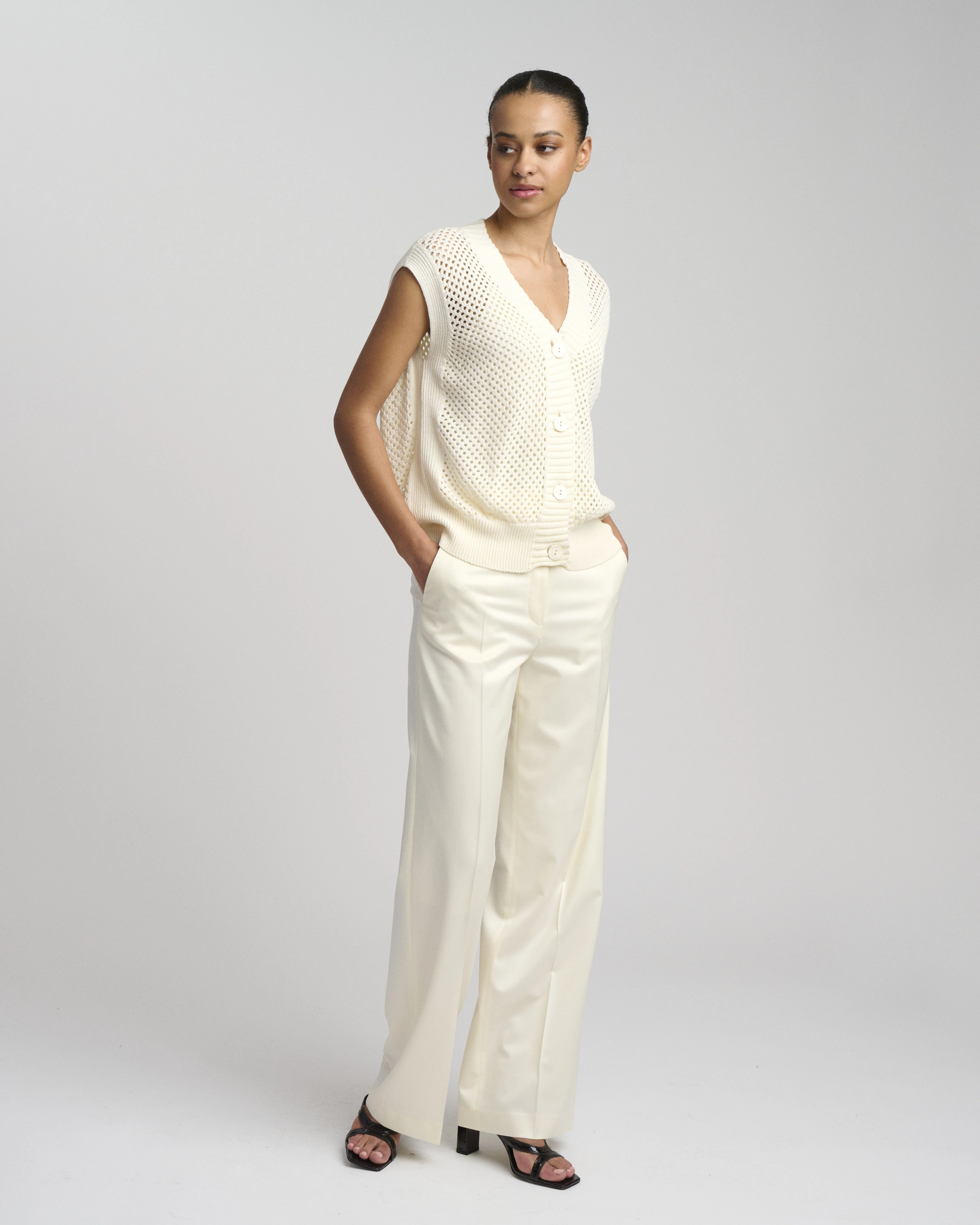 Dámske elegantné nohavice TANISHA off white