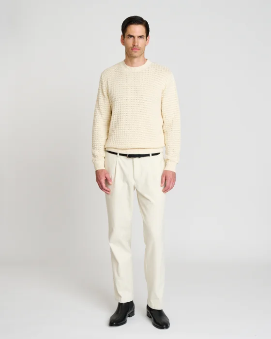 Pánský pulovr off-white s vaflovým vzorem