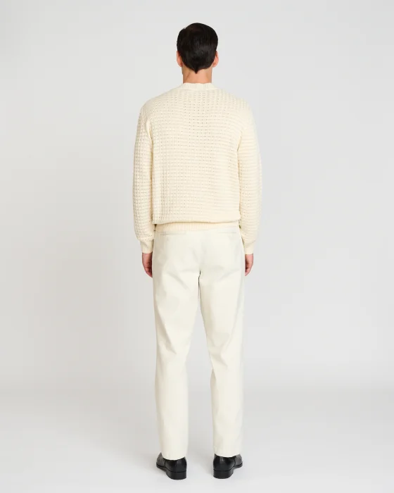 Pánský pulovr off-white s vaflovým vzorem